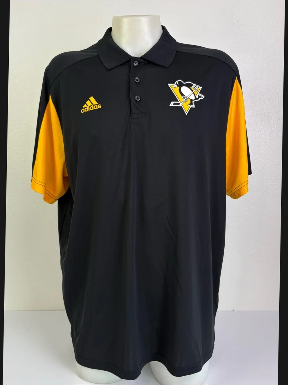 Adidas Pittsburgh Penguins NHL ClimaChill Polo Shirt Men 2XL Black Gold